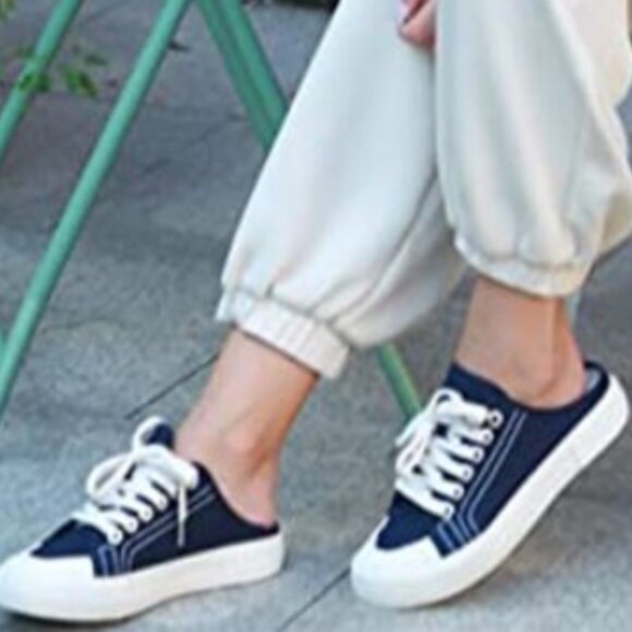 JENN ARDOR Women's Backless Canvas Mules Slip-On Lace-Up Sneakers, size 7 - Picture 3 of 14